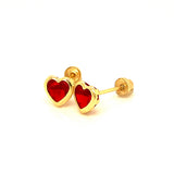 Aretes para Bebes (corazón) con circones en oro amarillo 14kt. (Enero)