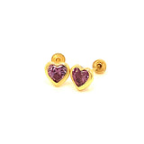 Aretes para Bebes (corazón) con circones en oro amarillo 14kt. (Febrero)