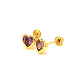 Aretes para Bebes (corazón) con circones en oro amarillo 14kt. (Febrero)