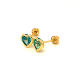 Aretes para Bebes (corazón) con circones en oro amarillo 14kt. (Marzo)