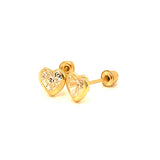 Aretes (corazón) con circones en oro amarillo 14kt. (Abril)