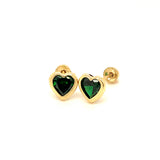 Aretes para Bebes (corazón) con circones en oro amarillo 14kt. (Mayo)