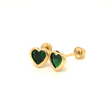 Aretes para Bebes (corazón) con circones en oro amarillo 14kt. (Mayo)