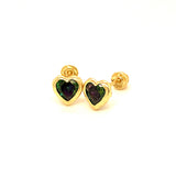 Aretes para Bebes (corazón) con circones en oro amarillo 14kt. (Junio)