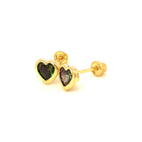 Aretes para Bebes (corazón) con circones en oro amarillo 14kt. (Junio)