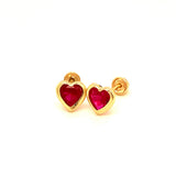 Aretes para Bebes (corazón) con circones en oro amarillo 14kt. (Julio)
