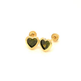 Aretes para Bebes (corazón) con circones en oro amarillo 14kt. (Agosto)