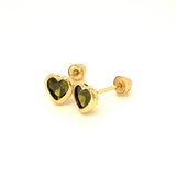 Aretes para Bebes (corazón) con circones en oro amarillo 14kt. (Agosto)