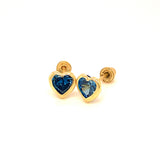 Aretes para Bebes (corazón) con circones en oro amarillo 14kt. (Septiembre)