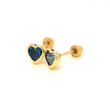 Aretes para Bebes (corazón) con circones en oro amarillo 14kt. (Septiembre)