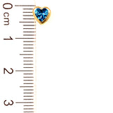Aretes para Bebes (corazón) con circones en oro amarillo 14kt. (Septiembre)