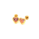 Aretes para Bebes (corazón) con circones en oro amarillo 14kt. (Octubre)