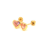 Aretes para Bebes (corazón) con circones en oro amarillo 14kt. (Octubre)