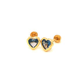 Aretes para Bebes (corazón) con circones en oro amarillo 14kt. (Diciembre)