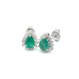 Aretes de esmeraldas con diamantes en oro blanco 14kt. E-0.86CTS. D-0.22CTS.