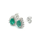 Aretes de esmeraldas con diamantes en oro blanco 14kt. E-0.86CTS. D-0.22CTS.