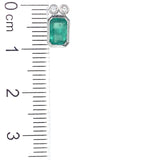 Aretes de esmeraldas con diamantes en oro blanco 14kt. E-1.14CTS. D-0.06CTS.