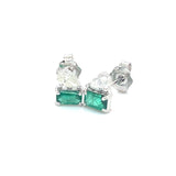 Aretes de esmeraldas con diamantes en oro blanco 14kt. E-0.48CTS. D-0.28CTS.