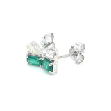 Aretes de esmeraldas con diamantes en oro blanco 14kt. E-0.48CTS. D-0.28CTS.