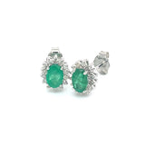 Aretes de esmeraldas con diamantes en oro blanco 14kt. E-1.07CTS. D-0.22CTS.