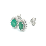 Aretes de esmeraldas con diamantes en oro blanco 14kt. E-1.07CTS. D-0.22CTS.