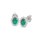 Aretes de esmeraldas con diamantes en oro blanco 14kt. E-0.81CTS. D-0.39CTS.