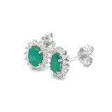 Aretes de esmeraldas con diamantes en oro blanco 14kt. E-0.81CTS. D-0.39CTS.