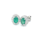 Aretes de esmeraldas con diamantes en oro blanco 14kt. E-0.81CTS. D-0.42CTS.