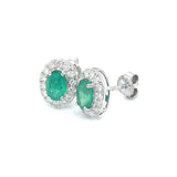 Aretes de esmeraldas con diamantes en oro blanco 14kt. E-0.81CTS. D-0.42CTS.