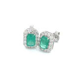 Aretes de esmeraldas con diamantes en oro blanco 14kt. E-1.02CTS. D-0.45CTS.