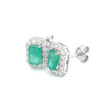 Aretes de esmeraldas con diamantes en oro blanco 14kt. E-1.02CTS. D-0.45CTS.