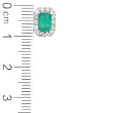 Aretes de esmeraldas con diamantes en oro blanco 14kt. E-1.02CTS. D-0.45CTS.