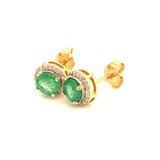 Aretes de esmeraldas con diamantes en oro amarillo 14kt. E-0.92CTS. D-0.18CTS.