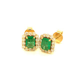 Aretes de esmeraldas con diamantes en oro blanco 14kt. E-0.79CTS. D-0.42CTS.