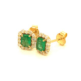 Aretes de esmeraldas con diamantes en oro blanco 14kt. E-0.79CTS. D-0.42CTS.