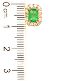 Aretes de esmeraldas con diamantes en oro amarillo 14kt. E-0.89CTS. D-0.45CTS.