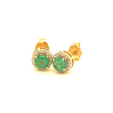Aretes de esmeraldas con diamantes en oro amarillo 14kt. E-1.04CTS. D-0.20CTS.