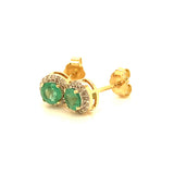 Aretes de esmeraldas con diamantes en oro amarillo 14kt. E-1.04CTS. D-0.20CTS.