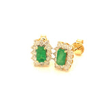 Aretes de esmeraldas con diamantes en oro amarillo 14kt. E-0.53CTS. D-0.40CTS.