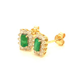 Aretes de esmeraldas con diamantes en oro amarillo 14kt. E-0.53CTS. D-0.40CTS.