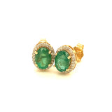 Aretes de esmeraldas con diamantes en oro amarillo 14kt. E-1.69CTS. D-0.16CTS.