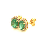 Aretes de esmeraldas con diamantes en oro amarillo 14kt. E-1.69CTS. D-0.16CTS.