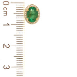 Aretes de esmeraldas con diamantes en oro amarillo 14kt. E-1.69CTS. D-0.16CTS.