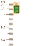 Aretes de esmeraldas con diamantes en oro amarillo 14kt. E-1.05CTS. D-0.07CTS.