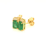 Aretes de esmeraldas con diamantes en oro amarillo 14kt. E-1.07CTS. D-0.08CTS.