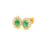 Aretes de esmeraldas con diamantes en oro amarillo 14kt. E-0.82CTS. D-0.36CTS.