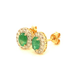 Aretes de esmeraldas con diamantes en oro amarillo 14kt. E-0.82CTS. D-0.36CTS.
