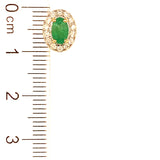 Aretes de esmeraldas con diamantes en oro amarillo 14kt. E-0.82CTS. D-0.36CTS.