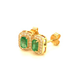 Aretes de esmeraldas con diamantes en oro amarillo 14kt. E-0.58CTS. D-0.22CTS.