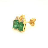 Aretes de esmeraldas con diamantes en oro amarillo 14kt. E-1.29CTS. D-0.05CTS.